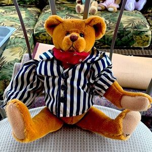 Vintage Teddy bear dressed and movable legs